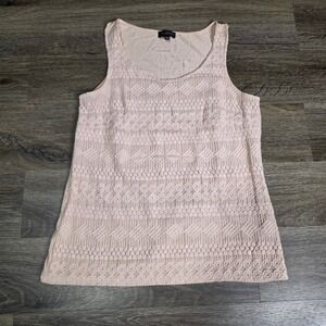 The Limited Womens M Tank Top Blush Pink Lace Front Geometric Sleeveless Shell